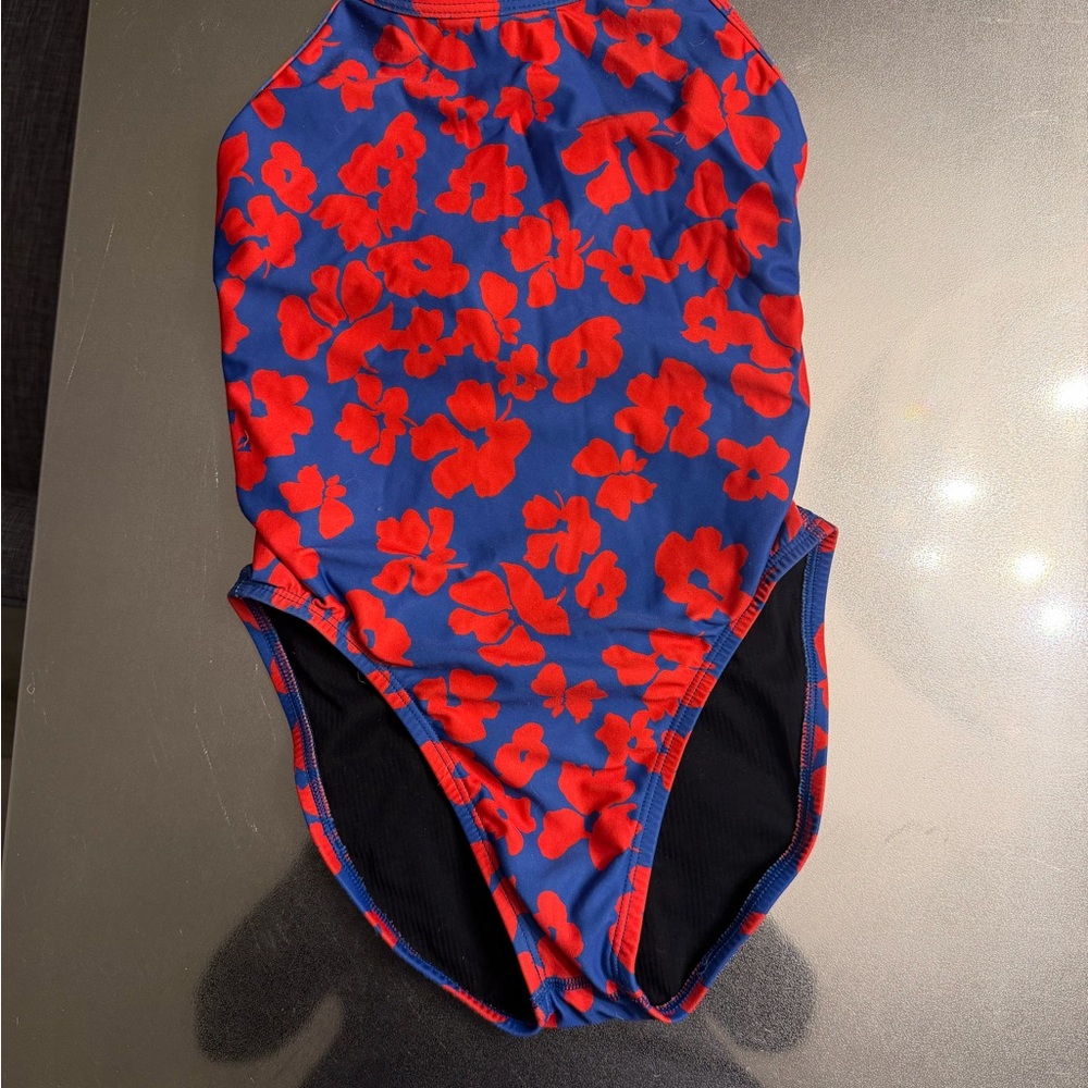 Jolyn Clothing Blue and Red Floral One Piece Swimsuit